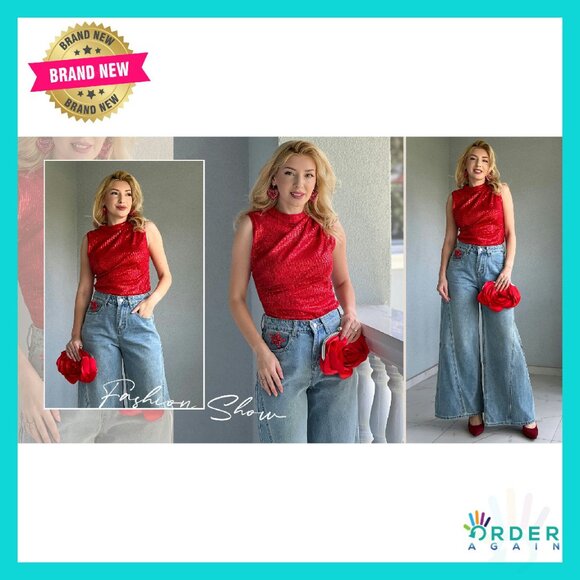 Sequin Crop Top Glitter Party Wear Y2K Chic Elegant Ruched Mock Neck - Picture 8 of 8